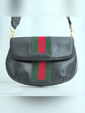 Authentic‎ GUCCI Web Red Green Hobo Crossbody Shoulder Bag Clutch Wallet